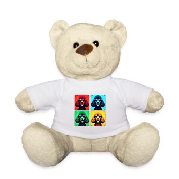 Poodle Pop Art, Luna, Charlie, Max, Lola, Mia - Teddy Bear - white - Front