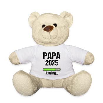 Papa 2025 Geschenk Männer Herren Vater Schwanger - Teddy - Weiß - Vorne