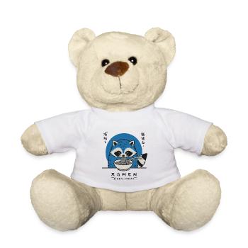Ramen Nouilles Raton laveur Kawaii Rétro Streetwear - Nounours - blanc - Devant