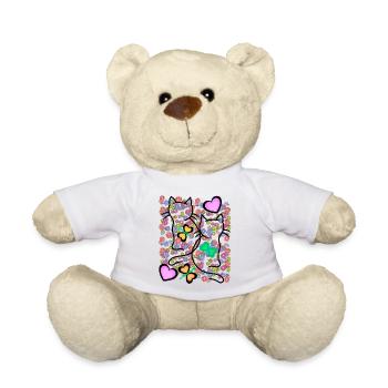 Retro Sommer Katzen Katze Herz Blumen Vintage - Teddy - Weiß - Vorne