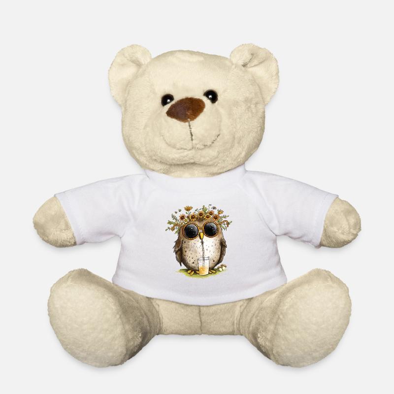Eule mit Sonnenbrille Und Limonade - Teddy - Weiß