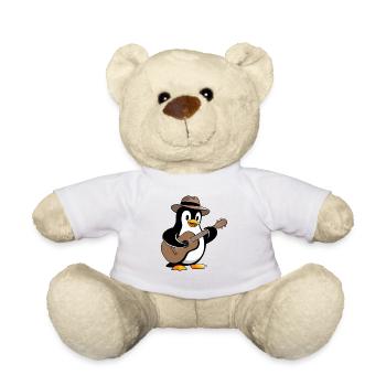 Pingouin avec guitare et chapeau - Nounours - blanc - Devant