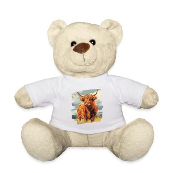Scottish Highland cattle - Teddy Bear - white - Front