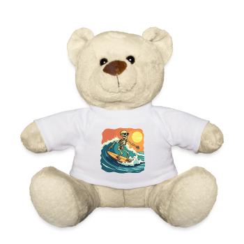 Strand Urlaub Meer Sommer Sonne Surfen Skelett Fun - Teddy - Weiß - Vorne