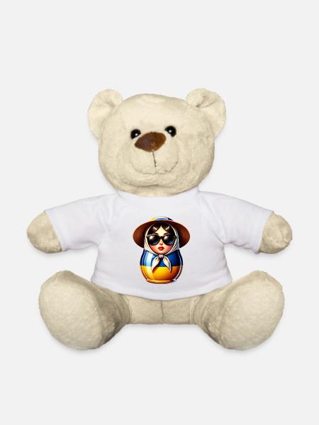 Ukraine Matroschka mit Sonnenbrille für Ukrainer - Teddy - Weiß