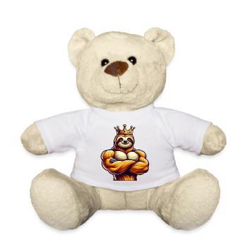 Muscular Sloth King Fitness Workout - Teddy Bear - white - Front