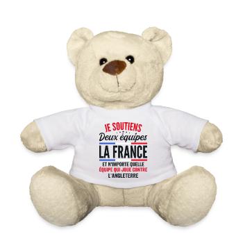 Je Soutiens Deux équipes la France - Nounours - blanc - Devant