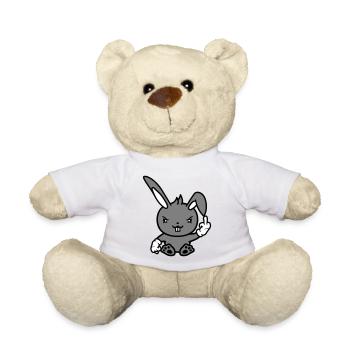 Hase Mittelfinger Zeigen Böse Frech Beleidigend - Teddy - Weiß - Vorne