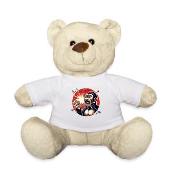 Balloon burst and gorilla in panic - Teddy Bear - white - Front