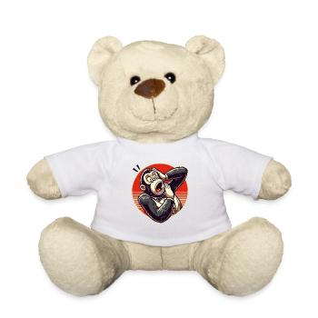 Surprised Retro Gentleman Gorilla - Teddy Bear - white - Front