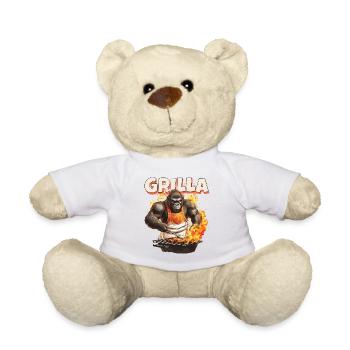 Grillen Grilla Griller Gorilla BBQ Spruch Lustig - Teddy - Weiß - Vorne