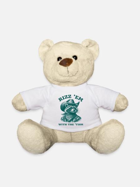 Rizz 'em mit dem 'Tism Raccoon Cowboy Western - Teddy - Weiß
