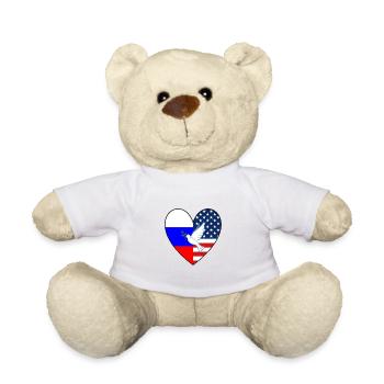 USA Russland Flagge Herz Friedenstaube - Teddy - Weiß - Vorne