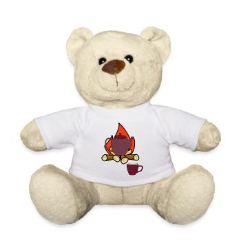 Campen Lagerfeuer Teekanne Camper Tee Tasse - Teddy - Weiß - Vorne