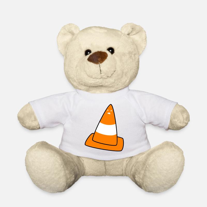 traffic cone with face - Teddy Bear - white