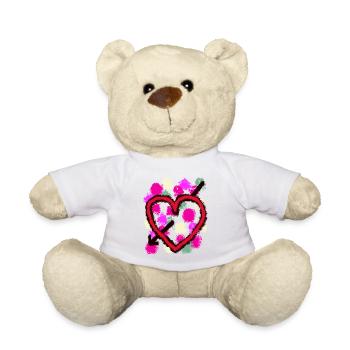 Saint-Valentin Coeur Coeurs Arrow Love - Nounours - blanc - Devant
