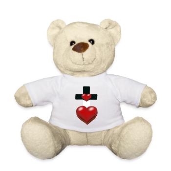Cross Crosses Heart Hearts - Teddy Bear - white - Front