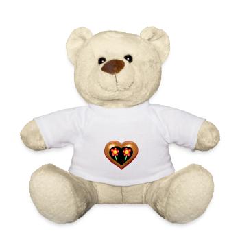 Heart Hearts Mother's Day Birthday Flower Flowers - Teddy Bear - white - Front