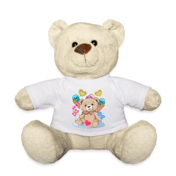 Glace Teddy Anniversaire Coeur Coeurs Enfant Enfants Bébé - Nounours - blanc - Devant