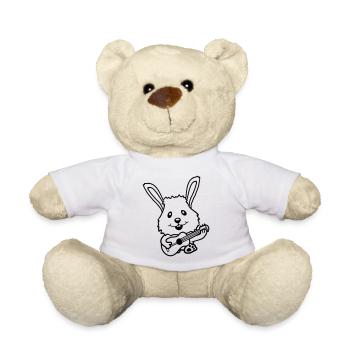 Hase spielt Gitarre Musik Spaß Hobby Instrument - Teddy - Weiß - Vorne