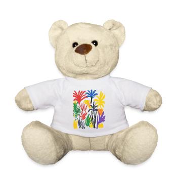 Matisse inspire : motif abstrait de palmier coloré - Nounours - blanc - Devant
