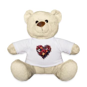 Cœur de fleurs riches - Splendeur florale luxuriante - Nounours - blanc - Devant