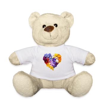 Cœur de pensées - Discours de fleur colorée - Nounours - blanc - Devant