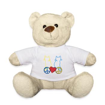 Katzen Peace Herz Frieden Ukraine Retro - Teddy - Weiß - Vorne