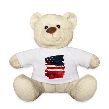 USA Flagge Vereinigte Staaten von Amerika - Teddy - Weiß - Vorne