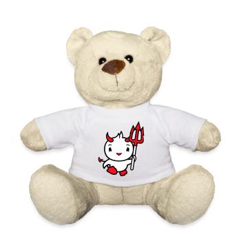 bird devil horns satan trident hell evil cool - Teddy Bear - white - Front