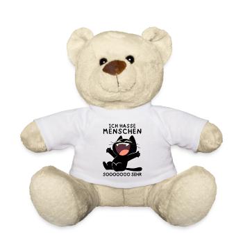 Lachende schwarze Katze – Wenn’s richtig wehtut - Teddy - Weiß - Vorne