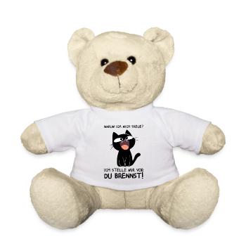Ich stelle mir vor du brennst - Schwarze Katze - Teddy - Weiß - Vorne