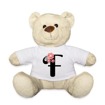 Lettre f fleurs minimalistes - Nounours - blanc - Devant
