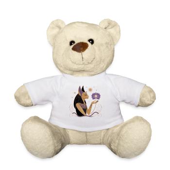 Heiterer Bastet Mit Einer Lotusblume - Teddy - Weiß - Vorne