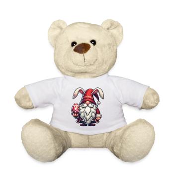 Gnome de Pâques avec œuf et oreilles de lapin - Nounours - blanc - Devant