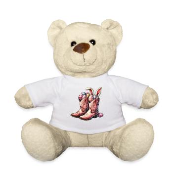 Easter Retro Cowboy Boots with Eggs - Teddy Bear - white - Front