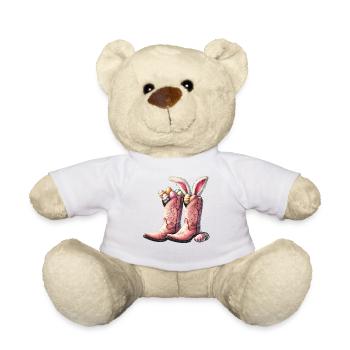 Easter Cowboy Boots with Eggs Retro - Teddy Bear - white - Front