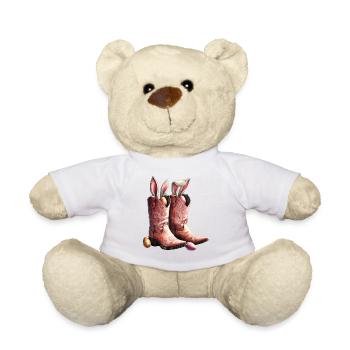 Bottes rétro de cow-boy de Pâques avec oreilles de lapin Vintage - Nounours - blanc - Devant