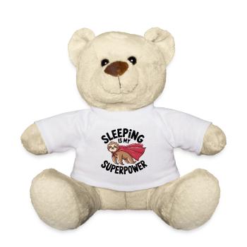 Chemise paresseux – Le sommeil est mon superpouvoir - Nounours - blanc - Devant