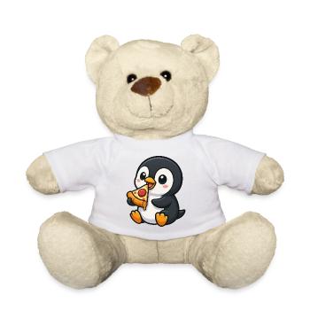 Cute Penguin Pizza Pizza Lover Cartoon - Teddy Bear - white - Front