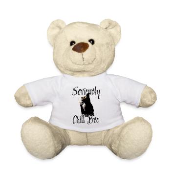 Seriously Chill Bro - Coole Schwarze Raucher Katze - Teddy - Weiß - Vorne