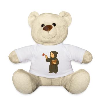 Moine jouant aux fléchettes - Nounours - blanc - Devant