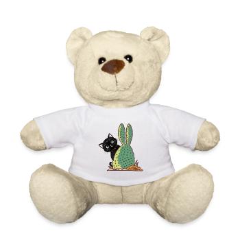 Chat qui se cache derrière un cactus - Nounours - blanc - Devant