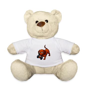 Energetischer Dackel mit Hantel Comic Motivation - Teddy - Weiß - Vorne