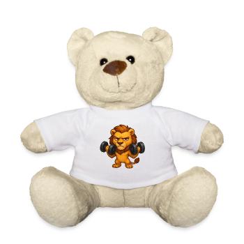 Grumpy Lion Fitness Dumbbell Biceps Workout - Teddy Bear - white - Front