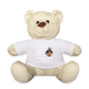 Wer anderen eine Grube gräbt - Lustiges Bau Spruch - Teddy - Weiß - Vorne