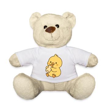 Little chick with milk bottles - Teddy Bear - white - Front