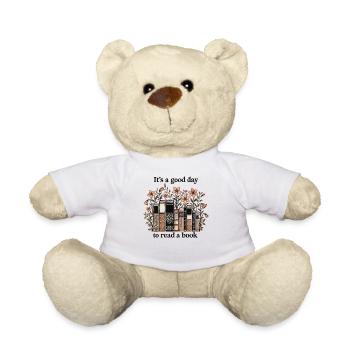 Bookworm Bookworm Funny Book Saying Floral - Teddy Bear - white - Front