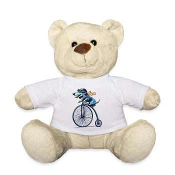 Dackel auf Bike für Retro Liebhaber mit Stil - Teddy - Weiß - Vorne
