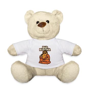 Bad Buddha mit Sonnenbrille und Becher - Teddy - Weiß - Vorne